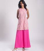 Pink cotton printed Kurta Set