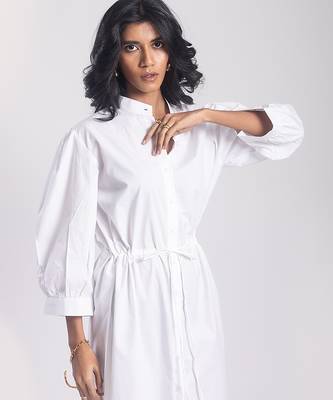 White cambric plain girls dress 3
