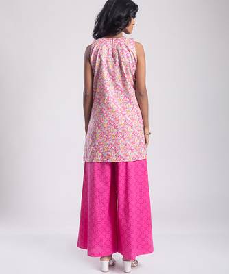 Pink cotton printed Kurta Set 2