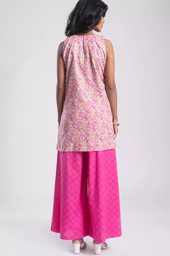 Pink cotton printed Kurta Set