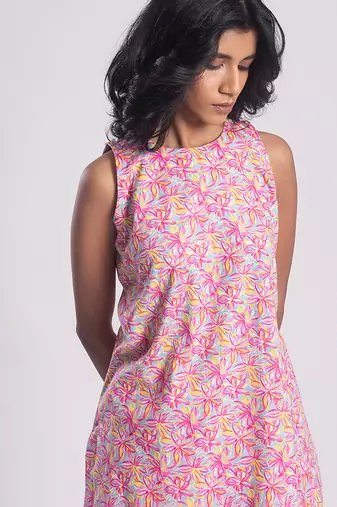 Pink cotton printed Kurta Set
