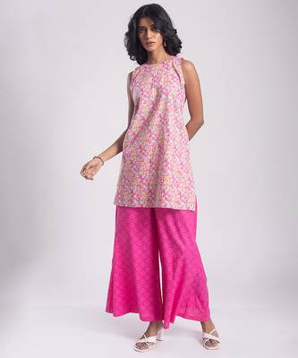 Pink cotton printed Kurta Set 5
