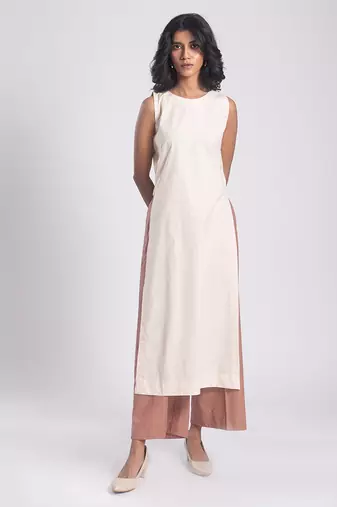 White cambric plain Kurta Set