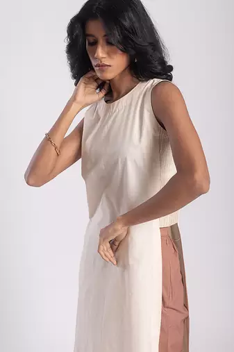 White cambric plain Kurta Set