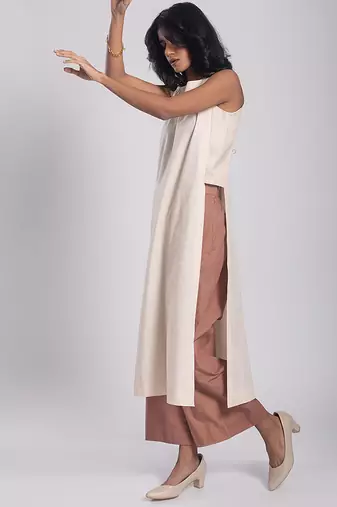 White cambric plain Kurta Set