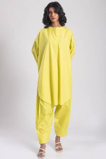 Yellow cambric plain Kurta Set