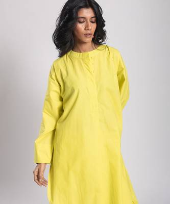 Yellow cambric plain Kurta Set 2