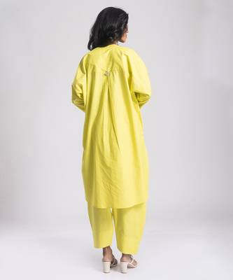 Yellow cambric plain Kurta Set 3