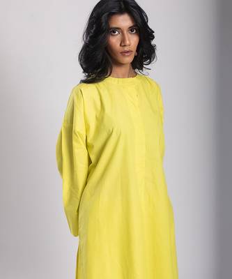 Yellow cambric plain Kurta Set 4