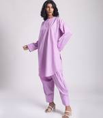Purple cambric plain Kurta Set