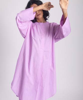 Purple cambric plain Kurta Set 4