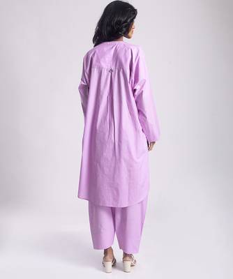 Purple cambric plain Kurta Set 5