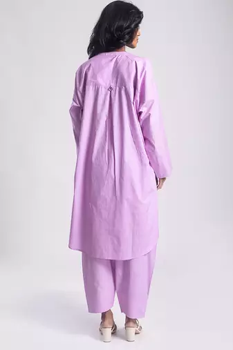 Purple cambric plain Kurta Set