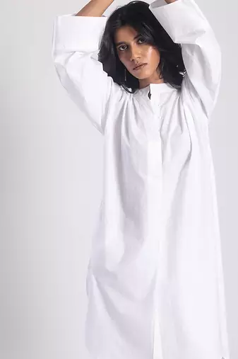 White cambric plain Kurta Set