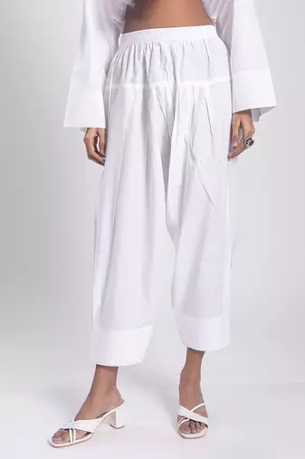 White cambric plain Kurta Set