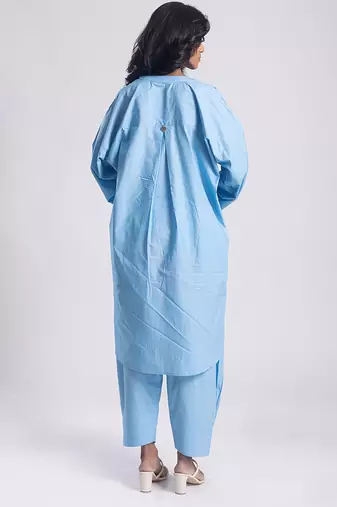 Blue cambric plain Kurta Set