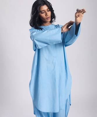 Blue cambric plain Kurta Set 5