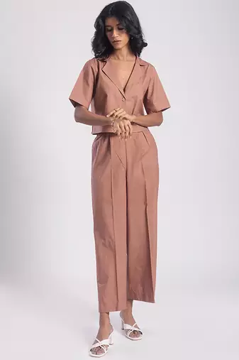 Brown cambric plain co ord set