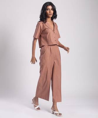 Brown cambric plain co ord set 4