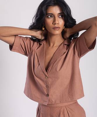 Brown cambric plain co ord set 5