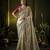 cream elephant border kanjivaram silk blend wedding saree