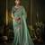 seagreen elephant border kanjivaram silk blend wedding saree
