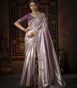 purple Silk Blend blend wedding saree