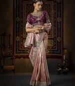 pink Silk Blend blend wedding saree