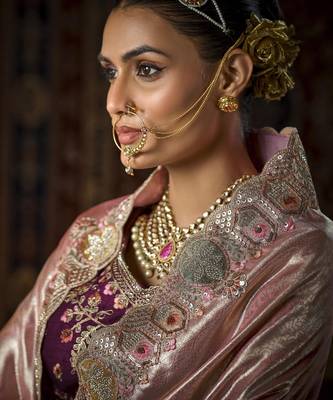 pink Silk Blend blend wedding saree 2