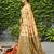Cream woven paithani silk blend saree with unstitched blouse