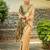 Cream woven paithani silk blend saree with unstitched blouse