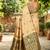 Cream woven paithani silk blend saree with unstitched blouse
