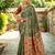 Green woven paithani silk blend saree with unstitched blouse