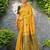 Mustard woven paithani silk blend saree with unstitched blouse