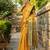 Mustard woven paithani silk blend saree with unstitched blouse