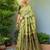 Olive woven paithani silk blend saree with unstitched blouse