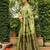 Olive woven paithani silk blend saree with unstitched blouse