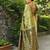 Olive woven paithani silk blend saree with unstitched blouse