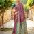 Purple woven paithani silk blend saree with unstitched blouse
