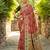 Red woven paithani silk blend saree with unstitched blouse