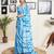 Blue georgette screen printed casual ready to wear saree with blouse