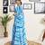 Blue georgette screen printed casual ready to wear saree with blouse