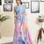 Multicolor and blue georgette screen printed casual ready to wear saree with blouse
