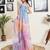 Multicolor and blue georgette screen printed casual ready to wear saree with blouse