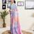 Multicolor and blue georgette screen printed casual ready to wear saree with blouse