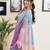 Multicolor and blue georgette screen printed casual ready to wear saree with blouse