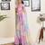 Multicolor and pink georgette screen printed casual ready to wear saree with blouse