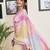 Multicolor and pink georgette screen printed casual ready to wear saree with blouse