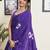 Purple art silk screen printed bandhani ceremony and party ready to wear saree with blouse