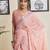 Pink cotton zari screen printed casual, work and ceremony ready to wear saree with blouse
